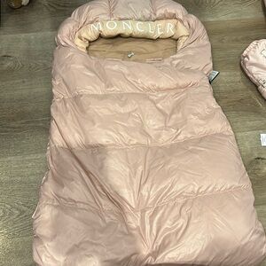 Moncler hooded down filled carseat cover for winter
